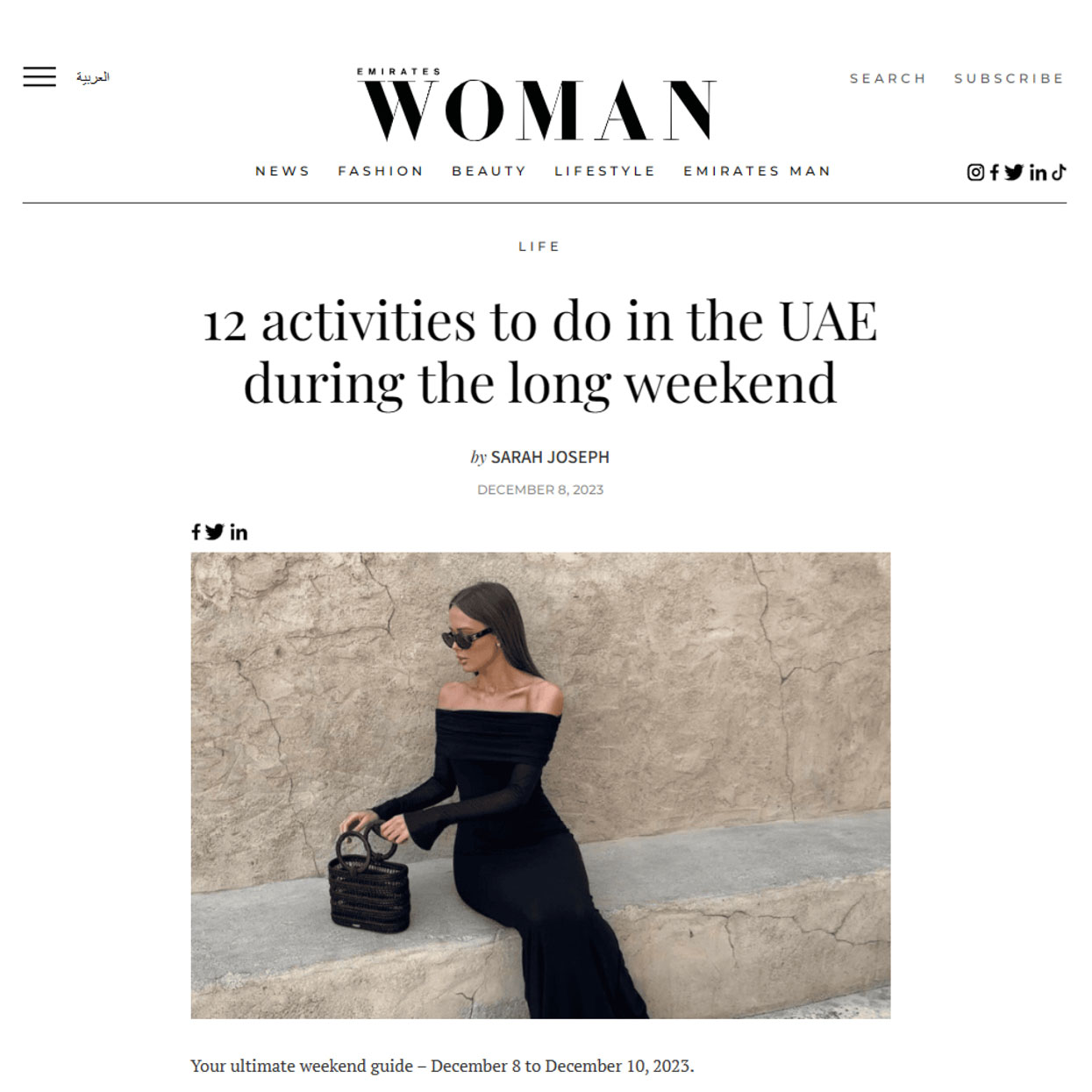 Emirates Woman article 12 activities to do in the UAE during the long weekend