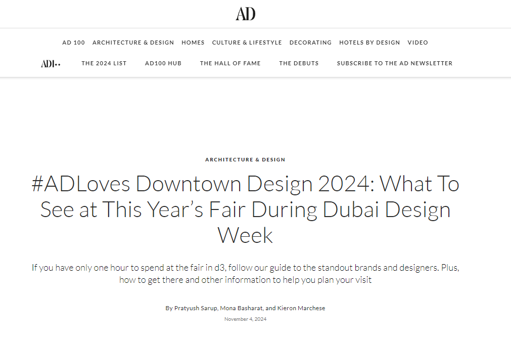 AD Middle East Downtown Design article